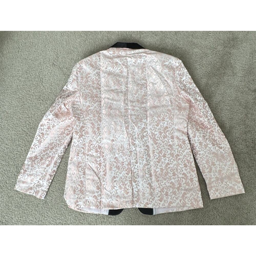 Mens Cream Rose Gold Floral Jacquard Tuxedo Blazer Black Shawl Lapel NWOT - Picture 6 of 8
